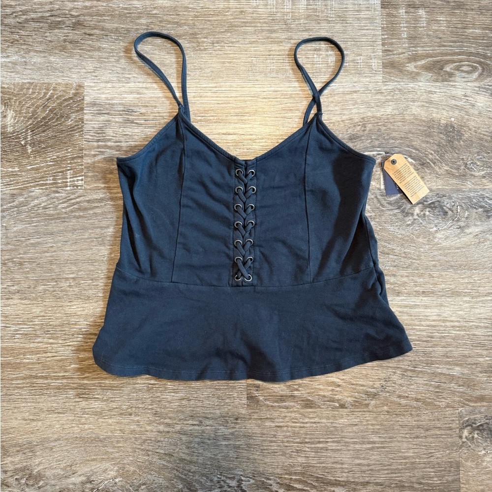 American Eagle Outfitters Black Lace-Up Camisole